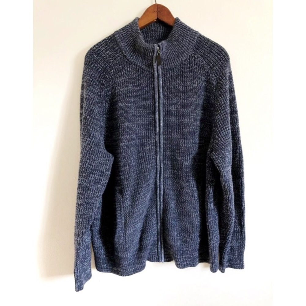 L.L. Bean Mens Full Zip Ribbed Cardigan Sweater
